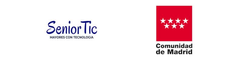 Logos de la asociación Senior Tic y de la Comunidad Autónoma de Madrid