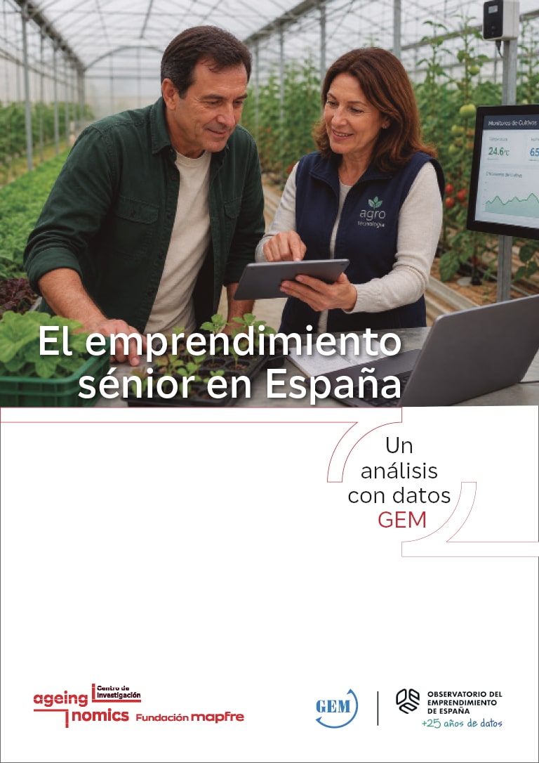 Portada del informe Emprendimiento senior en España: un análisis de datos GEM
